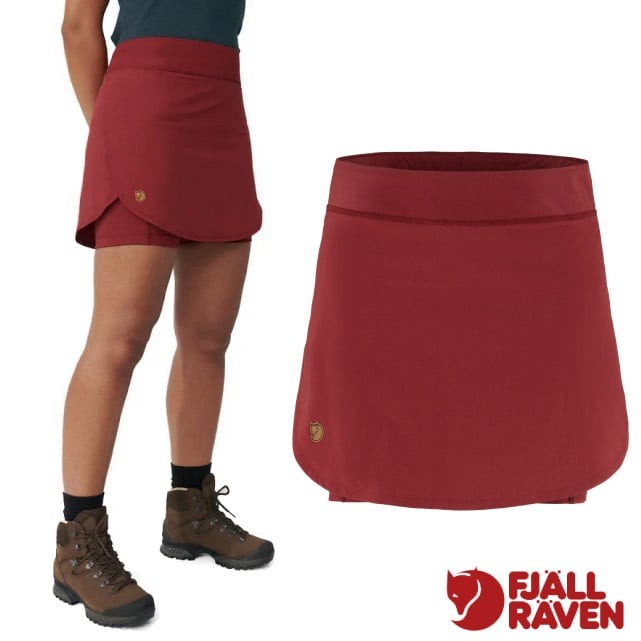 【Fjallraven 小狐狸】女 Abisko Midsummer 彈性輕量透氣休閒褲裙/84780-346 石榴紅✿30E010